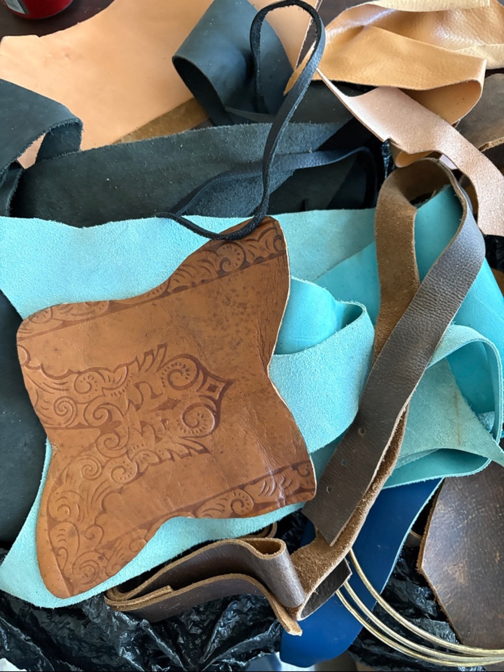 Assorted Brown Leather Pieces – all useable with belt ideas.